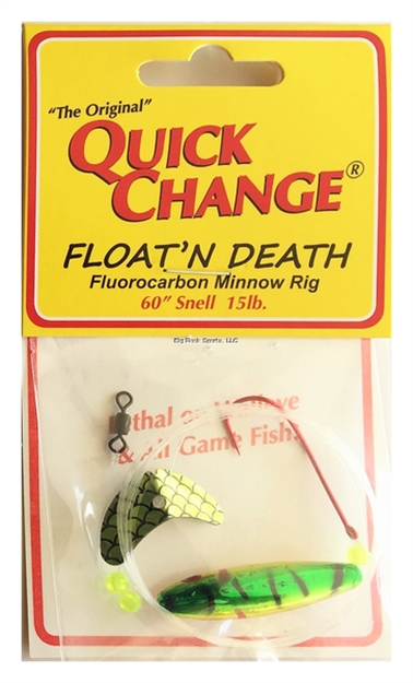 Picture of Quick Change Float'n Death- Fluorocarbon Minnow Rig - Wing- Firetiger - 60" 15# Test - SZ 2 Death Hook