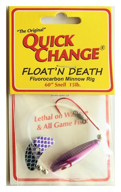 Picture of Quick Change Float'n Death- Fluorocarbon Minnow Rig - Wing- Purple Smelt - 60" 15# Test - SZ 2 Death Hook