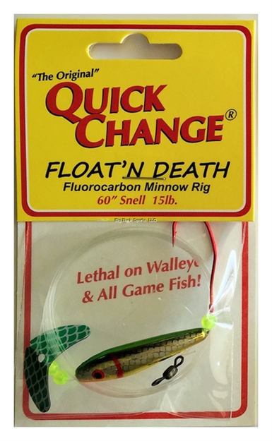 Picture of Quick Change Float'n Death- Fluorocarbon Minnow Rig - Wing- Rainbow - 60" 15# Test - SZ 2 Death Hook