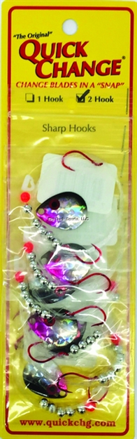 Picture of Quick Change Holographic 60" Crawler Harness, Two #4 Red Hooks, Size 3 Colo Blade, Silver Minnow 6/Strip Card