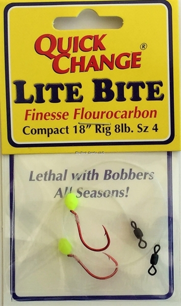 Picture of Quick Change Lite Bite - Compact Flourocarbon Bead Rig, 18"  8 Lb.  Sz. 4 Red Hook,   Soft Chart Bead. 2/Pk