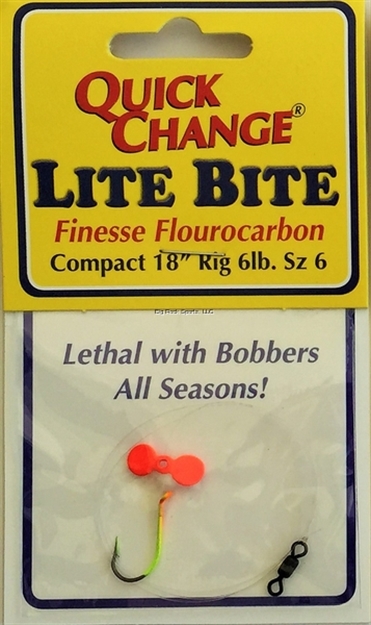 Picture of Quick Change Lite Bite-  Flourocarbon Panfish Prop Rig, 18" 6 Lb. Sz. 6 Chart Orange Hook, Orange Prop, Glow Bead 1/Pk