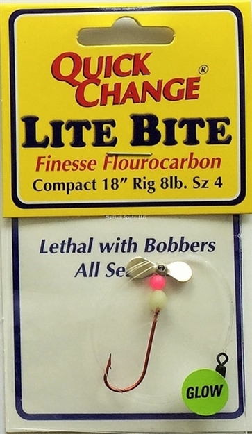 Picture of Quick Change Lite Bite Flourocarbon Prop Rig, 18" 8Lb Snell, #4 Red Sproat Hook, Nickel Prop, Glow Bead 1/Cd