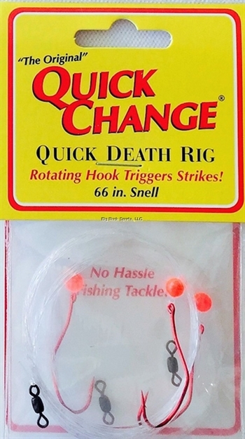 Picture of Quick Change Quick Death Bead Rig #2 QD Red Hook, 5Mm Red Bead, 66" 14Lb Snell 3/Pk