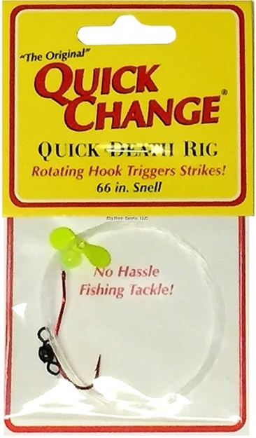Picture of Quick Change Quick Death Prop Rig Harness #2 QD Red Hook, Chartreuse Prop, 66" 14Lb Snell, Glow Chart Bead 1/Pk
