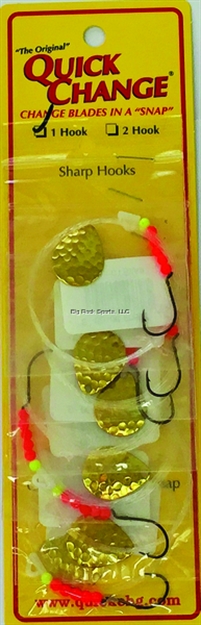 Picture of Quick Change Single Hook 60" Crawler Harness, #2 Blk N Hook, Sz2 Colo Blade, Hamm Brass, 6/Strip Card