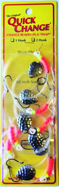 Picture of Quick Change Single Hook 60" Crawler Harness, #2 Blk N Hook, Sz2 Colo Blade, Hamm Nickel, 6/Strip Card