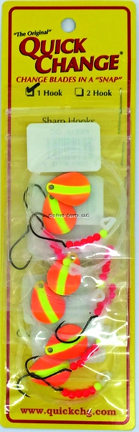 Picture of Quick Change Single Hook 60" Crawler Harness, #2 Blk N Hook, Sz2 Colo Blade, Orange/Chart, 6/Strip Card