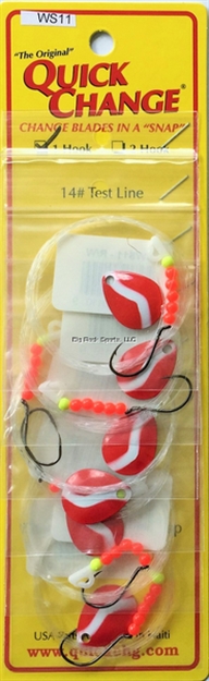Picture of Quick Change Single Hook 60" Crawler Harness, #2 Blk N Hook, Sz2 Colo Blade, Red/White, 6/Strip Card