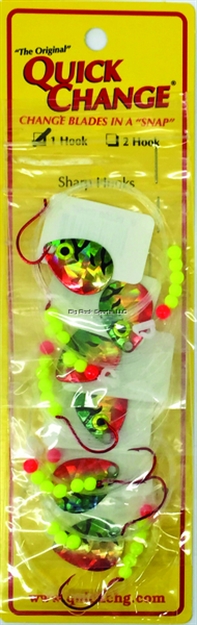 Picture of Quick Change Single Hook 60" Spinner Rig, #2 Red Hook, Sz3 Colo Blade, Perch Firetiger, 6/Strip Card