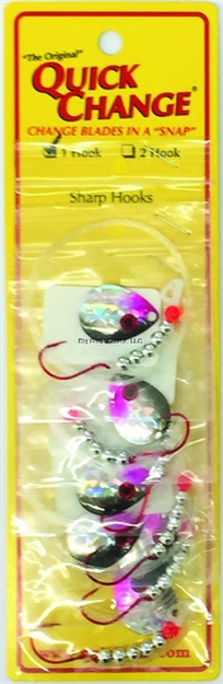 Picture of Quick Change Single Hook 60" Spinner Rig, #2 Red Hook, Sz3 Colo Blade, Silver Minnow, 6/Strip Card