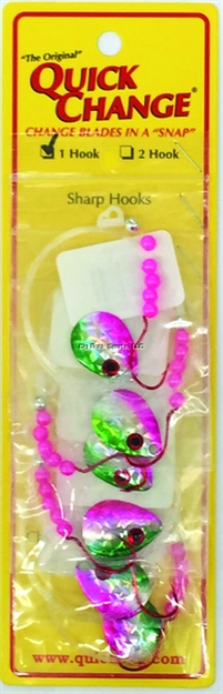 Picture of Quick Change Single Hook 60" Spinner Rig, #2 Red Hook, Sz3 Colo Blade, Smelt, 6/Strip Card