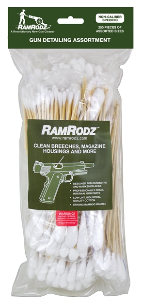Picture of  Ramrodz 80250 Gun Detailing Cleaning Swabs Cotton/Bamboo 250 Per Bag