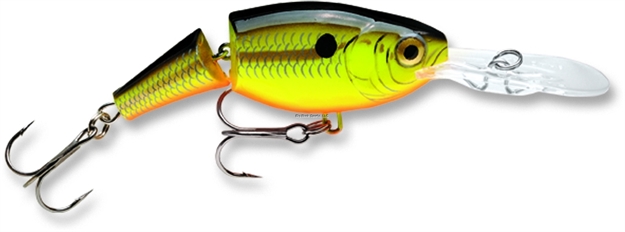 Picture of Rapala Jointed Shad Rap Crankbait, 2 3/4", 7/16 Oz, Chartreuse Black, Floating