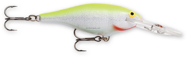 Picture of Rapala Shad Rap Crankbait, 1 1/2", 1/8 Oz, Silver Fluorescent Chartreuse, Floating