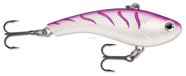 Picture of Rapala Slab Rap 05 Lure, 2 ", 1/4 Oz, Variable Running Depth, 2 #12 Treble Hooks, Purple Tiger UV