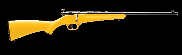 Picture of  Savage Arms 13805 Rascal  Youth 22 LR 1Rd 16.13" Matte Black Sporter Barrel, Matte Black Carbon Steel Receiver, Yellow Fixed Synthetic Stock, Right Hand