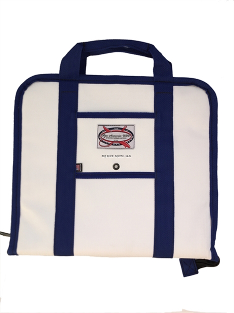 Picture of Raw Accessories Usa White & Blue Soft Sided Tackle Bag W/ 2 Removeable Mesh Inserts, Closed Cell Foam Inside Panels For Storing Hard Baits