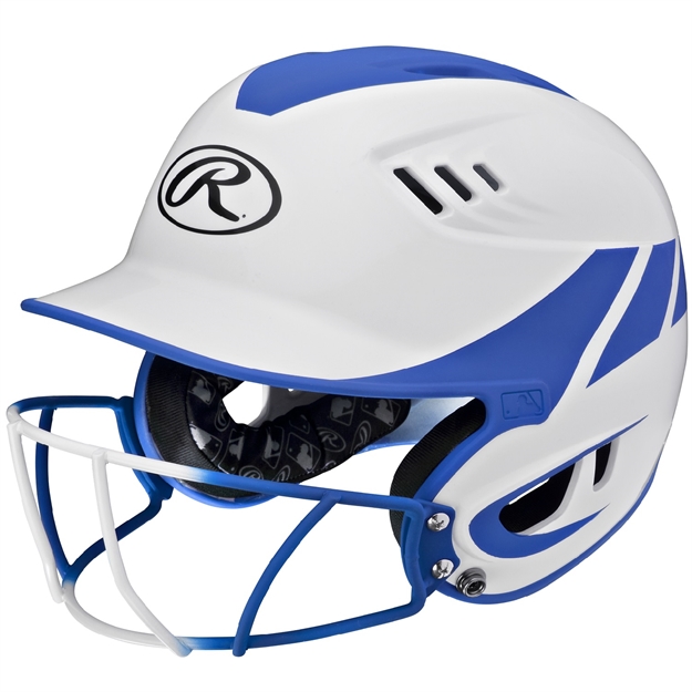 Picture of Rawlings Velo Senior 2-Tone Home Softball Helmet W/Mask-Blue