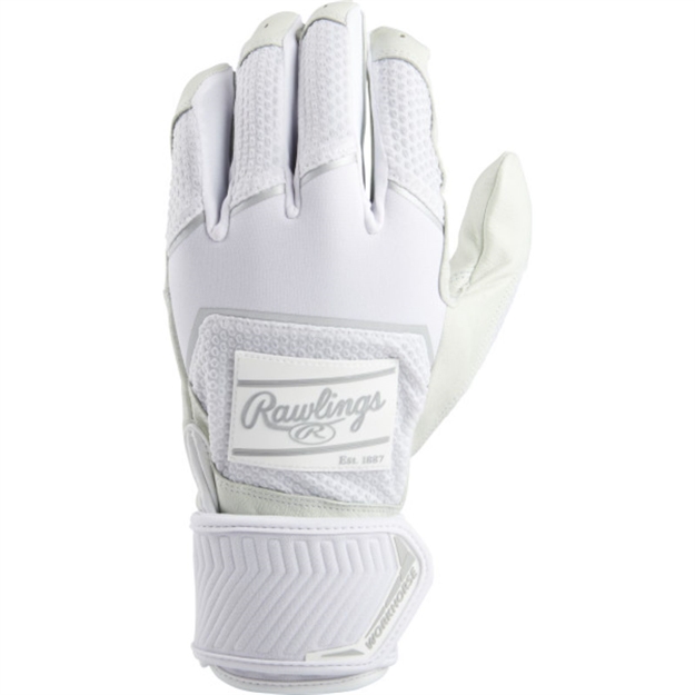 Picture of Rawlings Workhorse Batting Gloves Compression Strap-White-L