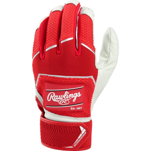 Picture of Rawlings Workhorse Batting Gloves-Scarlet-S