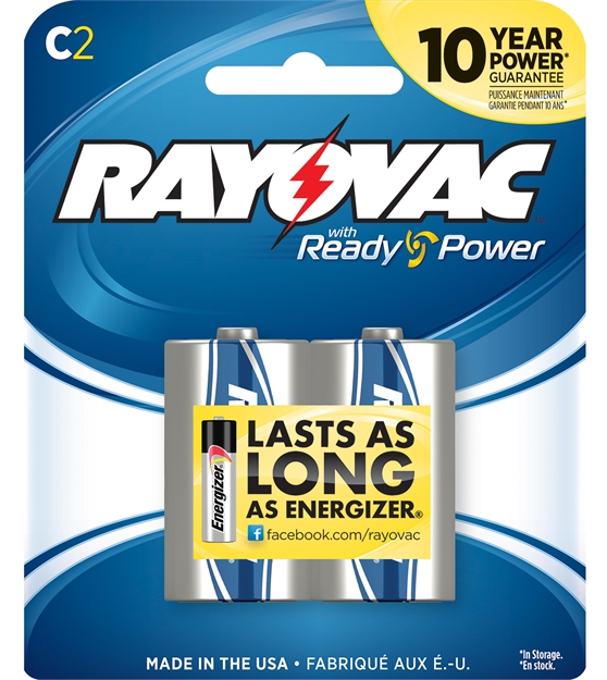 Picture of  Rayovac 8142F C High Energy Alkaline Batteries  Silver/Blue 1.5 Volts 8,000 Mah (2) Single Pack