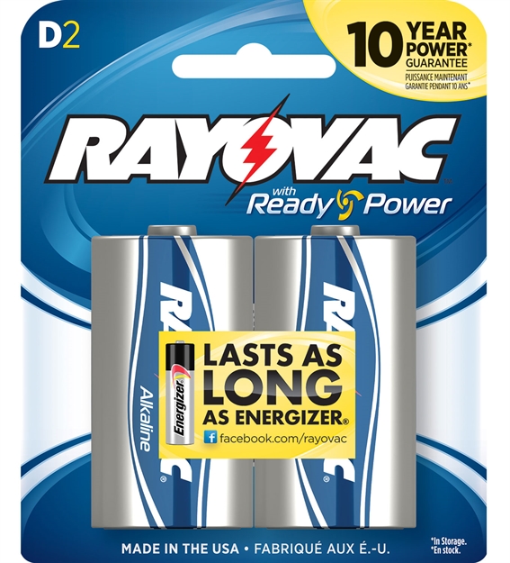 Picture of  Rayovac 8132F D High Energy Alkaline Batteries  Silver/Blue 1.5 Volts 12,000 Mah (2) Single Pack