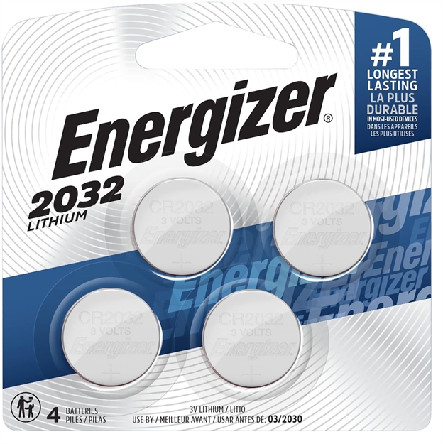 Picture of  Energizer 2032Bp4c3 Cr2032 Lithium Battery  Silver 3.0 V 235 Mah, Qty (4) Single Pack