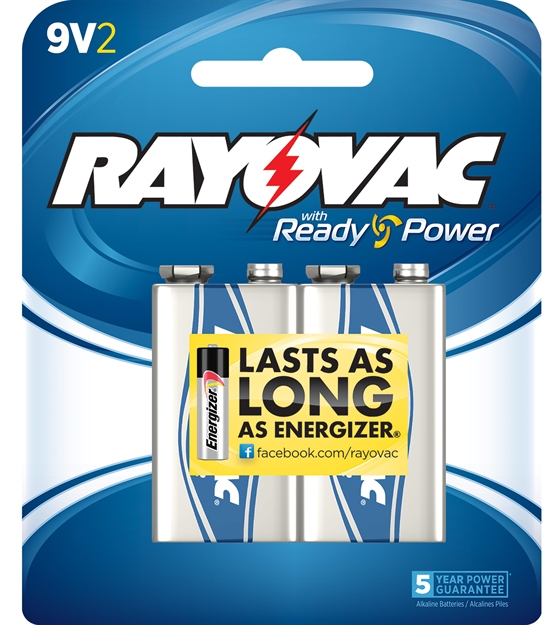 Picture of Rayovac A16042j 9V High  Energy Alkaline Batteries  Silver/Blue 9 Volts 565 Mah (2) Single Pack A16042F 012800517787