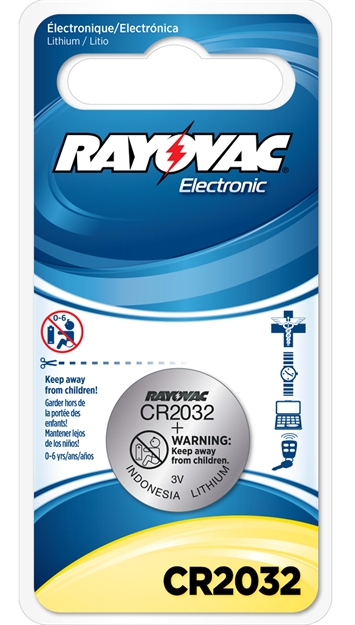 Picture of  Rayovac Kecr20321 Cr2032 Lithium Coin Cell  Silver 3.0 Volts 225 Mah