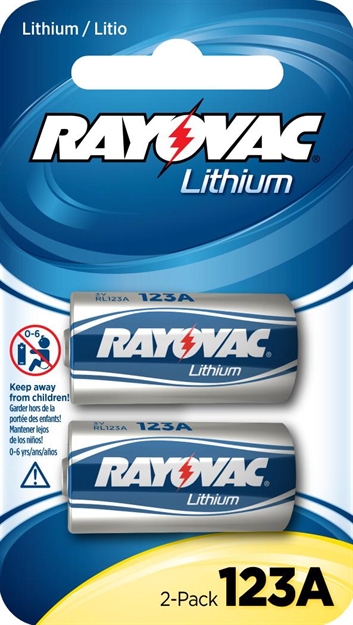 Picture of  Rayovac Rl123a2 123A Lithium  Silver/Red 3 Volts 1,500 Mah (2) Single Pack 012800462704