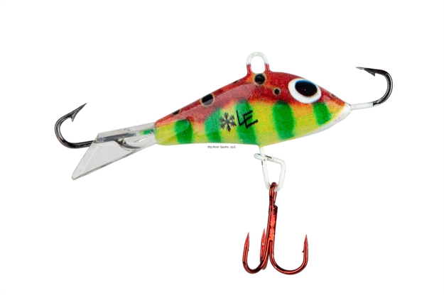 Picture of Rbm Jigs Red Leopard - Eye Catcher, 2.25" Minnow Profile, Size 8 Terminal Hooks + Mid-Body Treble, Blood Red Treble