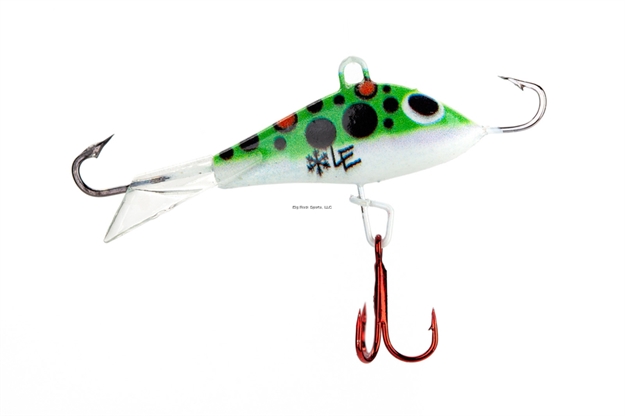 Picture of Rbm Jigs Tree Toad- Eye Catcher, 2.25" Jigging Minnow Profile, Size 8 Terminal Hooks + Mid-Body Treble, Blood Red Treble