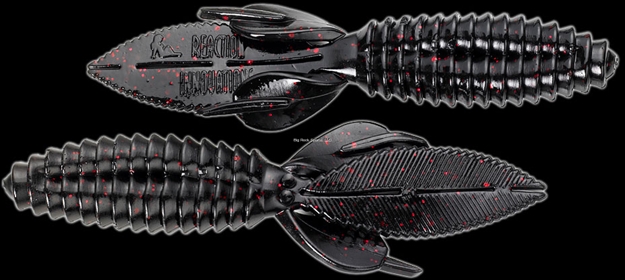 Picture of Reaction Smallie Beaver Creature Bait, 3 1/2", Black With Red Flake, 10/Pack