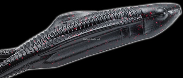 Picture of Reaction Trixie Shark Twin Tail Swimbait, 4 3/4", Black/Red Flake, 8/Pack Ts-081