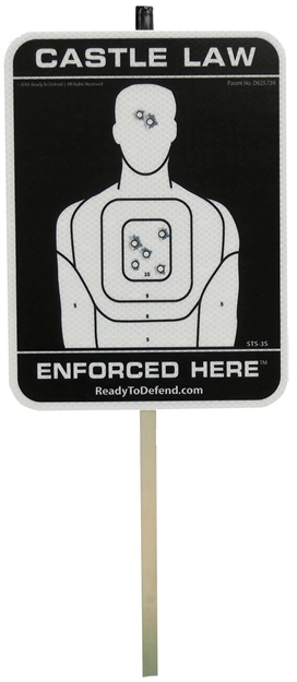 Picture of Ready TO Defend/Cogent Sts3s Reflective Yard Sign Castle Law Enforced Here Reflective Yard Sign Black/White