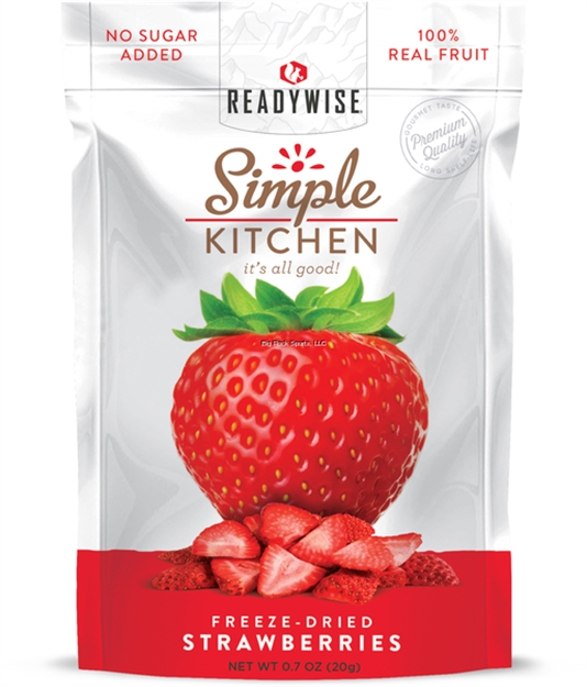 Picture of Readywise Simple Kitchen Freeze-Dried Strawberries/4 Serving Pouch, 100% Real Fruit