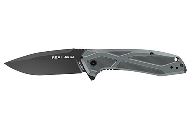 Picture of  Real Avid Avrav2 Rav-2  3.25" Folding Drop Point Plain Black Oxide 8Cr13mov SS Blade, Aluminum Handle, Clamshell Pkg