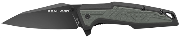 Picture of  Real Avid Avrav1 Rav-1  3.25" Folding Modified Clip Point Plain Black Oxide 4Cr14 Blade, Grip Plates Gfn Handle, Clamshell Pkg 813119015007