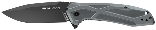 Picture of  Real Avid Avrav2 Rav-2  3.25" Folding Drop Point Plain Black Oxide 8Cr13mov SS Blade, Aluminum Handle, Clamshell Pkg 813119015014