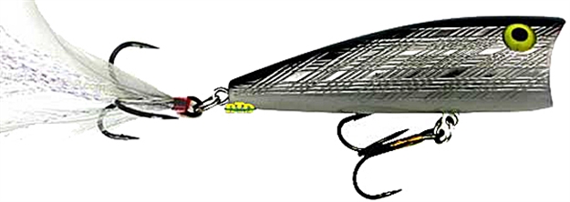 Picture of Rebel Magnum Pop-R Topwater Bait, 3", 1/2 Oz, Silver/Black, Floating P6501