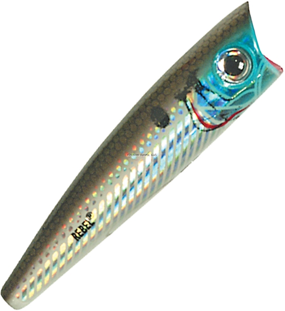 Picture of Rebel Super Pop-R Topwater Bait, 3 1/8", 5/16 Oz, Silver Shiner, Floating