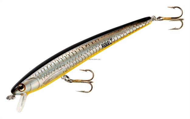 Picture of Rebel Tracdown Minnow-4.25", 3/8Oz, Black Back / Orange Belly, #6 Barbed Trebles