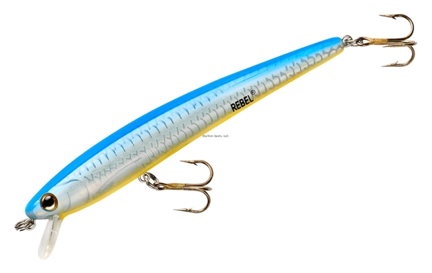 Picture of Rebel Tracdown Minnow-4.25", 3/8Oz, Blue Back/ Orange Belly, #6 Barbed Trebles
