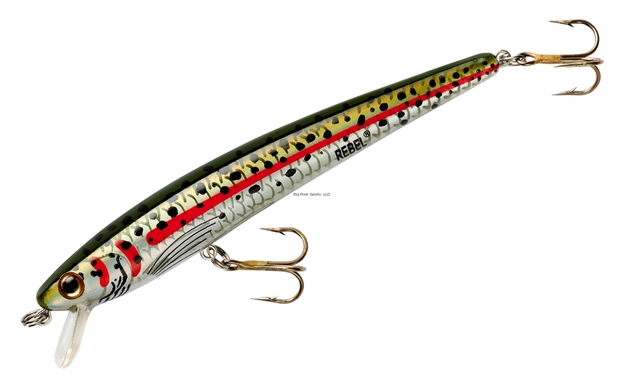 Picture of Rebel Tracdown Minnow-4.25", 3/8Oz, Rainbow Trout, #6 Barbed Trebles
