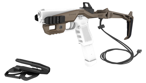 Picture of Recover Tactical 2020Nh-02 Tactical 20/20 Stabilizer Kit  Synthetic Tan Brace With Strap, Charging Handles, Minimalist Sling, Picatinny Rails, & G7 Holster With Adapter For All Gen Glock