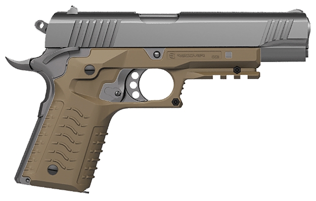 Picture of Recover Tactical Cc3h-02 Grip & Rail System  Tan Polymer Picatinny For Standard Frame 1911 CC3HT