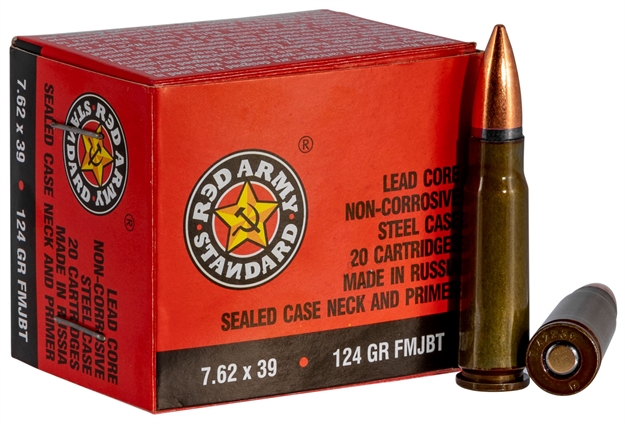 Picture of Red Army Standard Am2423 Red Army Standard  7.62X39mm 124 GR Full Metal Jacket Boat Tail (Fmjbt) 20 Bx/ 50 CS