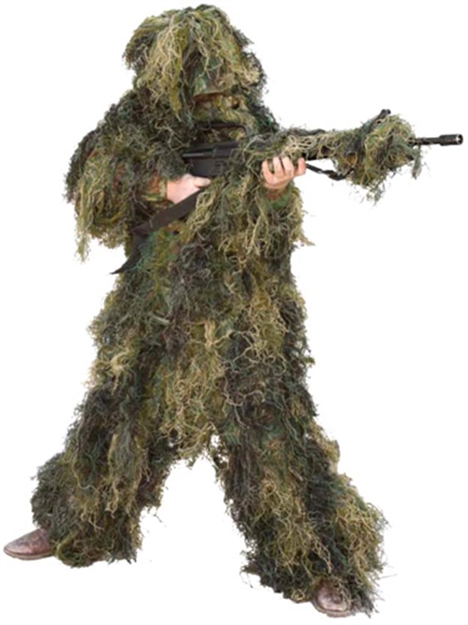 Picture of Red Rock Gear Rock 5 Piece Ghillie Suit Woodland Youth Medium RR70915YM
