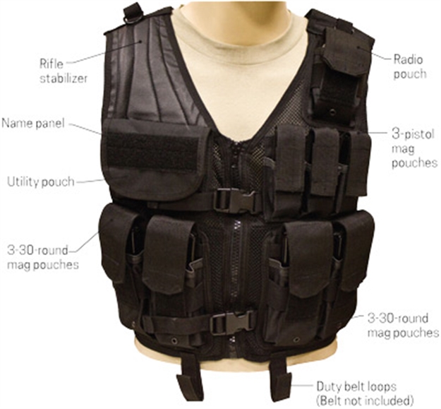 Picture of Red Rock Gear Rock Tactical Assault Vest Blk 3 Pistol & 6 M4 Mag Pouchs
